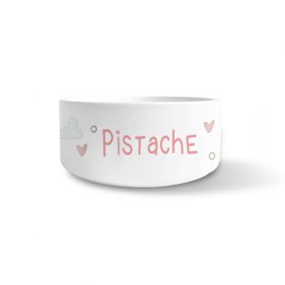 Personalized ceramic cat bowl | Cloud patterns