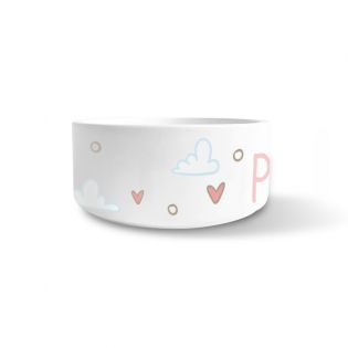 Personalized ceramic cat bowl | Cloud patterns