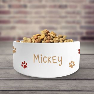 Personalized ceramic dog bowl | Animal paw patterns