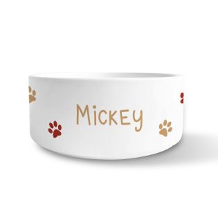 Personalized ceramic dog bowl | Animal paw patterns