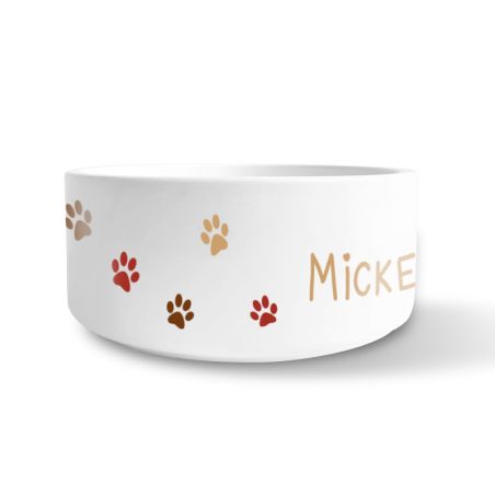 Personalized ceramic dog bowl | Animal paw patterns