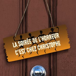 Plaque de porte Halloween personnalisée · Squelettes