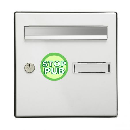 Classic green and white ad stop sticker for mailbox