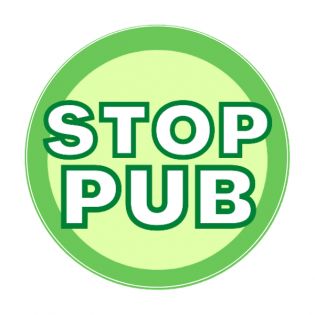 Autocollant stop pub vert et blanc classique pour boîte aux lettres