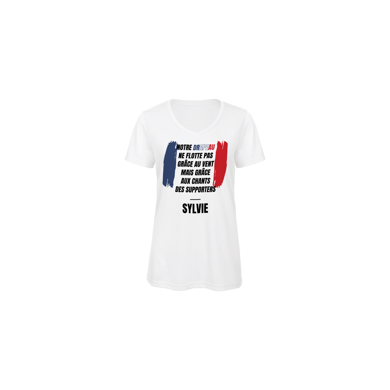 Customizable women's V-neck T-shirt | French Flag Colors