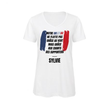 Tee-shirt Femme personnalisable col V | Couleurs Drapeau Français