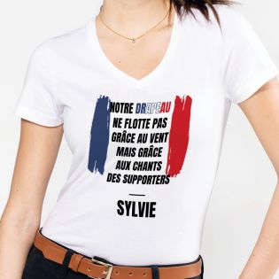 Customizable women's V-neck T-shirt | French Flag Colors