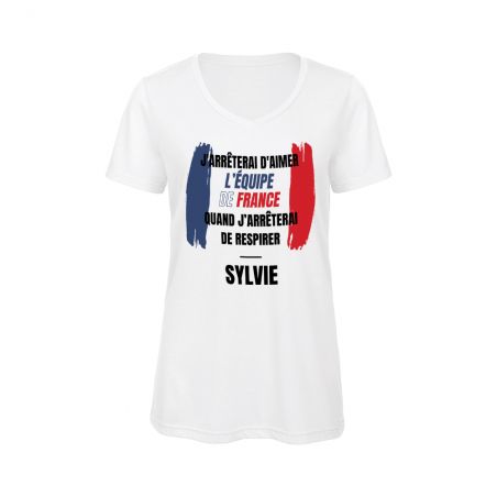 Customizable women's V-neck T-shirt | Supporter accessory France