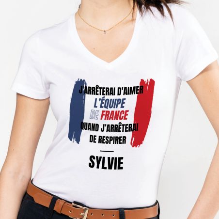 Customizable women's V-neck T-shirt | Supporter accessory France