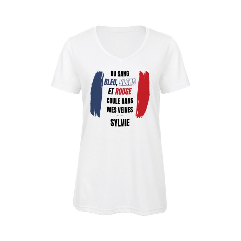 Tee shirt bleu blanc rouge femme on sale