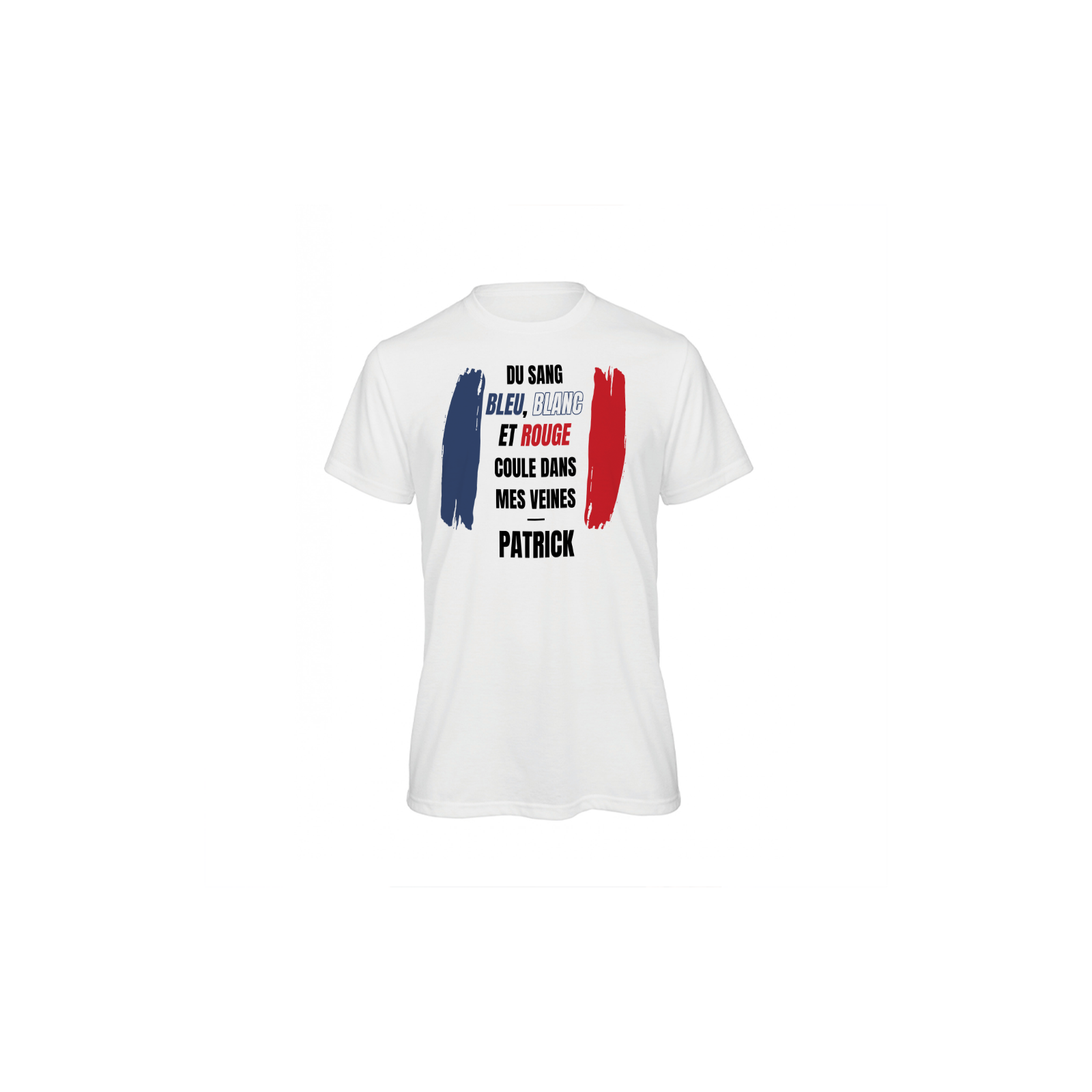 Tee-shirt blanc personnalisé | Du sang bleu blanc rouge coule dans mes veines