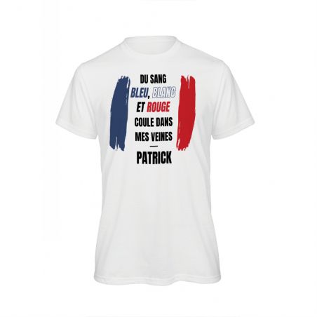 Tee-shirt blanc personnalisé | Du sang bleu blanc rouge coule dans mes veines