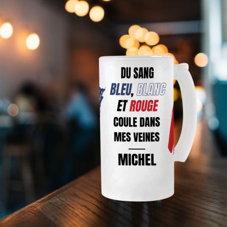 Chope à bière match de foot personnalisée · Cadeau supporter équipe de France