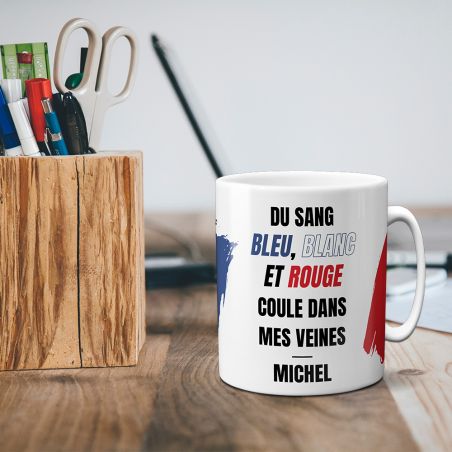 Personalized mug · Blue white red blood flows through my veins