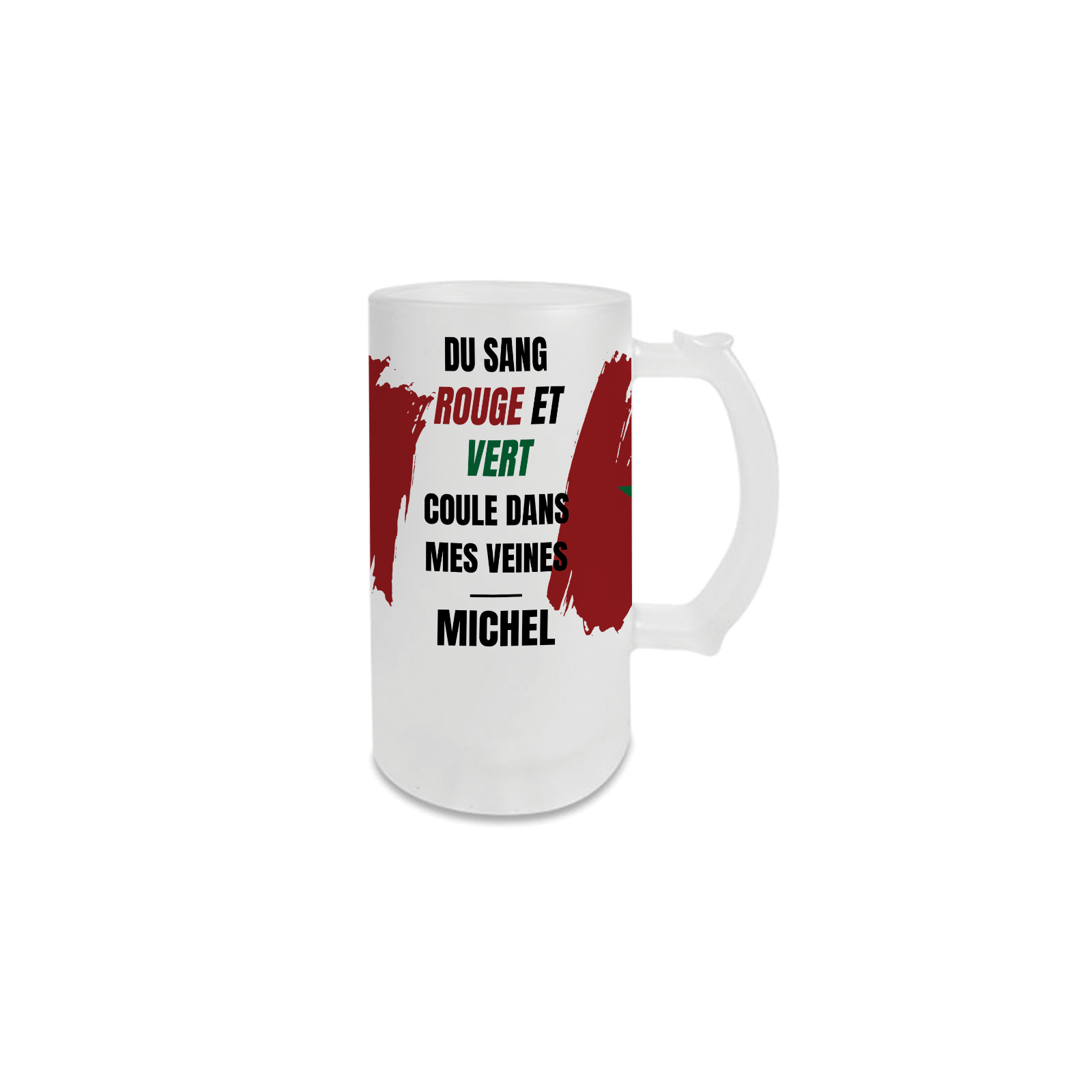 Personalized beer mug · Red and green blood runs through my veins | Morocco