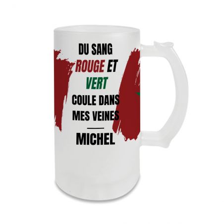 Personalized beer mug · Red and green blood runs through my veins | Morocco