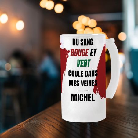 Chope à bière personnalisée · Du sang rouge et vert coule dans mes veines | Maroc