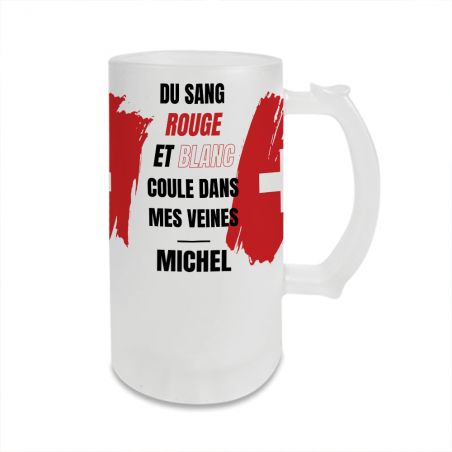 Personalized beer mug · Red and white blood runs through my veins | Swiss