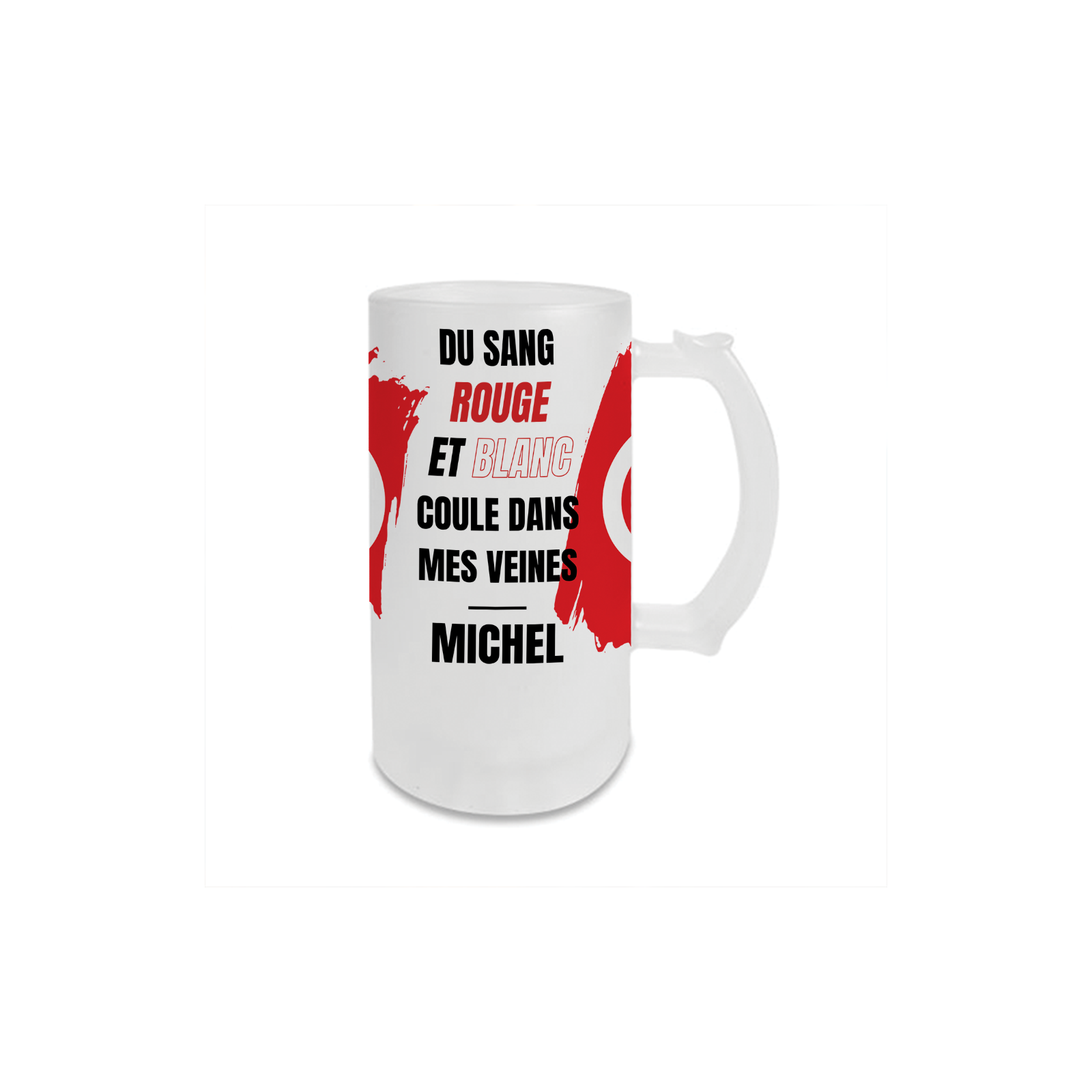 Personalized beer mug · Red and white blood runs through my veins | Tunisia