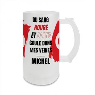 Personalized beer mug · Red and white blood runs through my veins | Tunisia