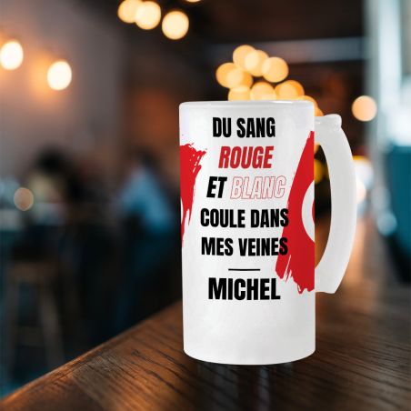 Personalized beer mug · Red and white blood runs through my veins | Tunisia