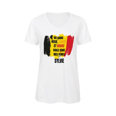 Customizable women's V-neck t-shirt | Belgium