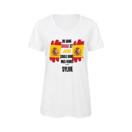 Customizable women's V-neck t-shirt | Spain