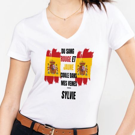 Customizable women's V-neck t-shirt | Spain