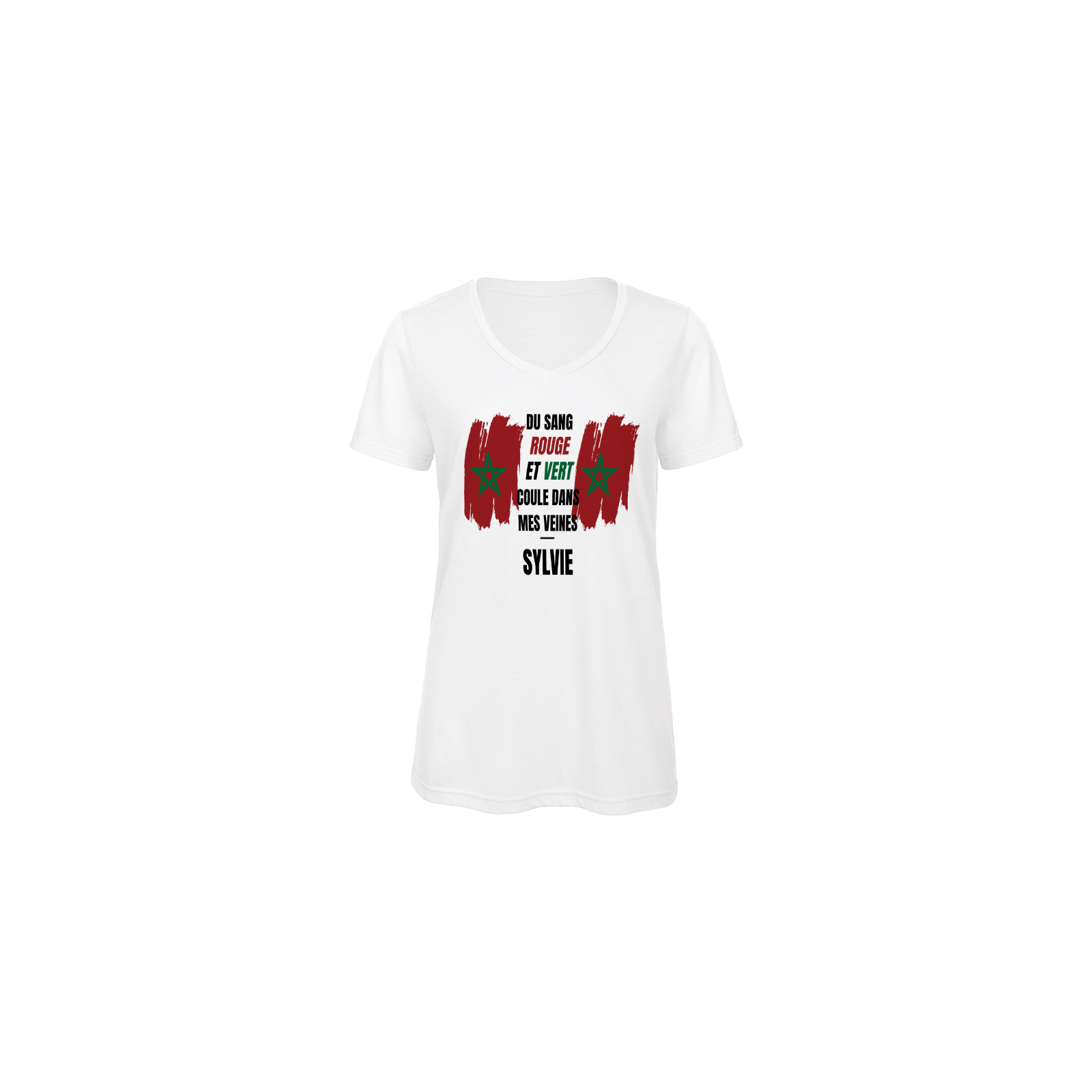 Customizable women's V-neck t-shirt | Support Team Morocco