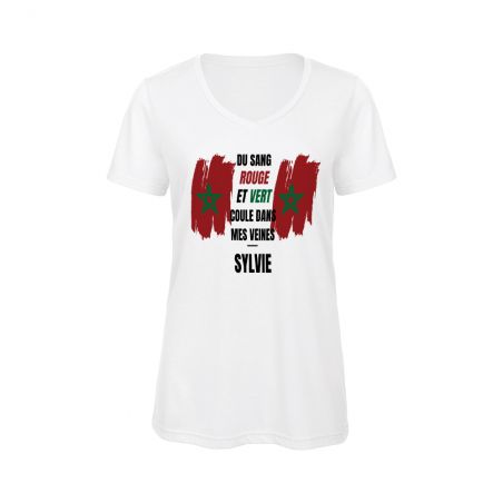 Customizable women's V-neck t-shirt | Support Team Morocco