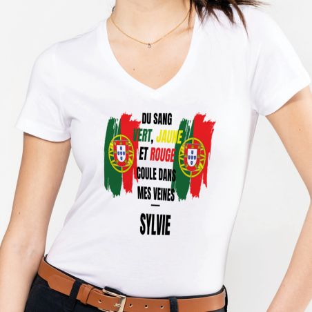 Tee-shirt Femme personnalisable col V | Portugal