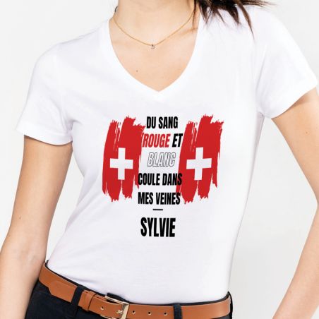 Tee-shirt Femme personnalisable col V | Suisse