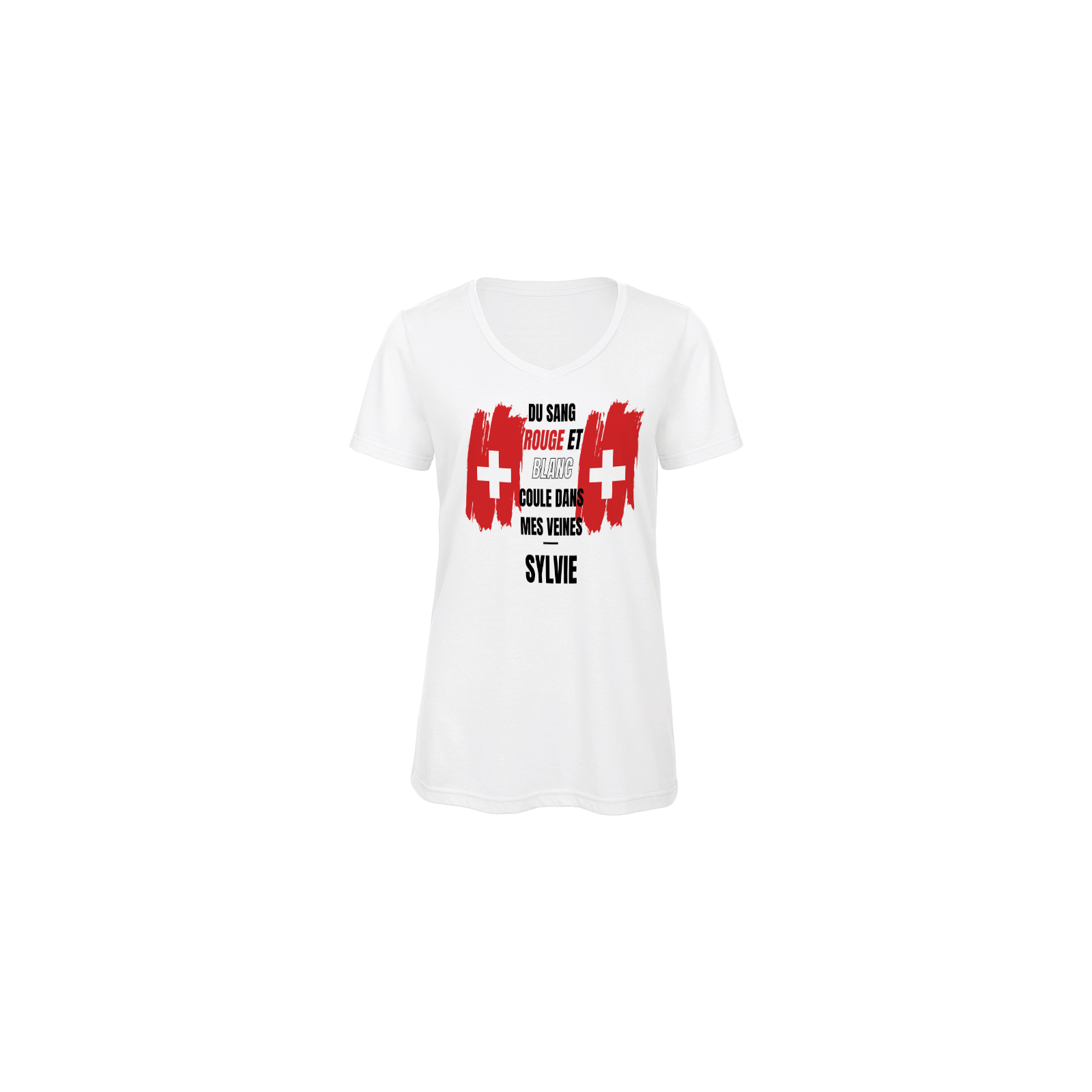 Tee-shirt Femme personnalisable col V | Suisse