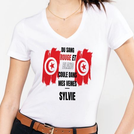 Tee-shirt Femme personnalisable col V | Tunisie