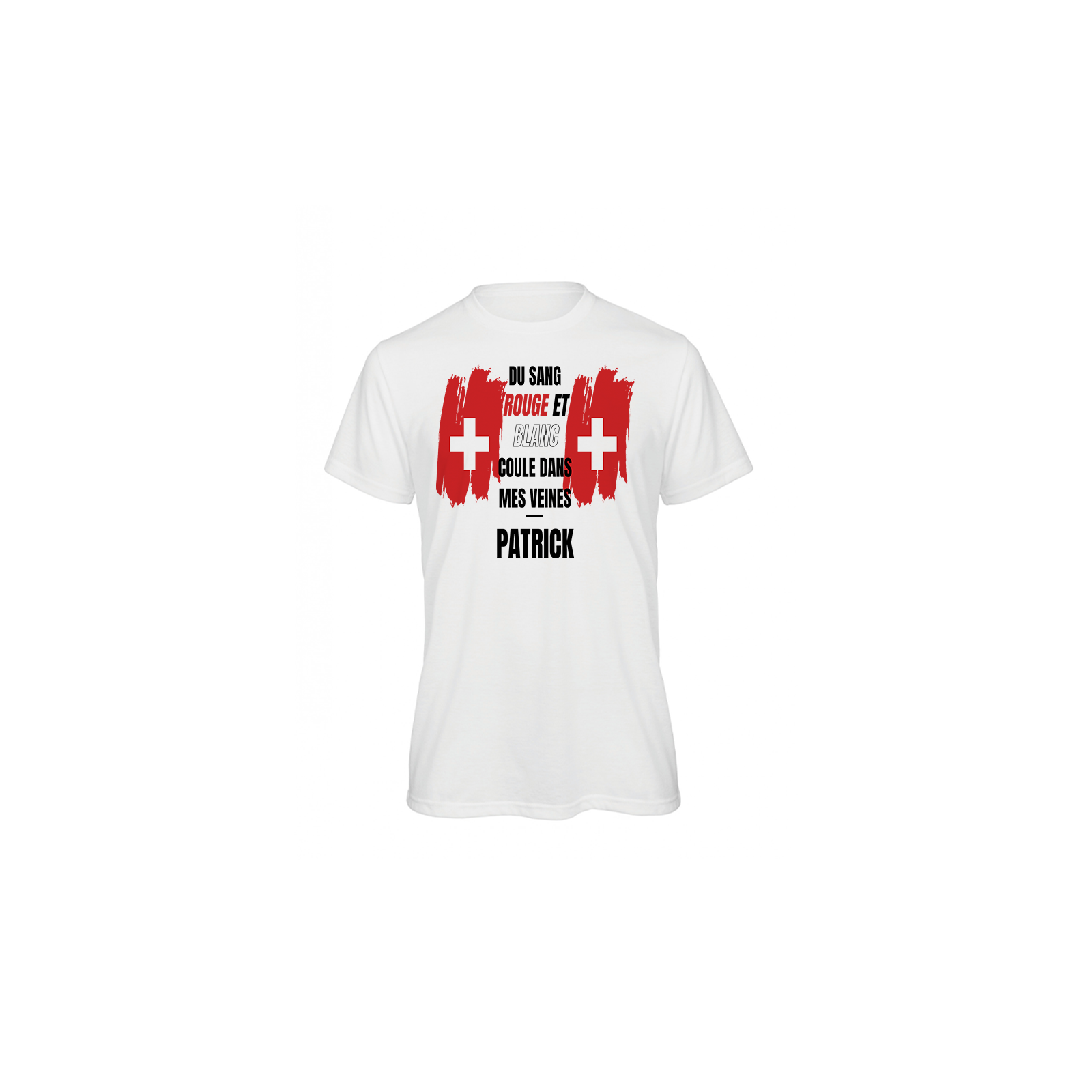 Tee-shirt blanc personnalisé | Supporter Équipe Suisse