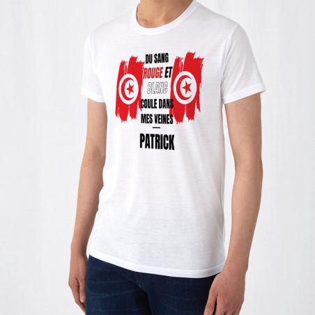 Tee-shirt blanc personnalisé | Supporter Équipe Tunisie