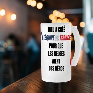 Personalized glass beer mug · God created the French team