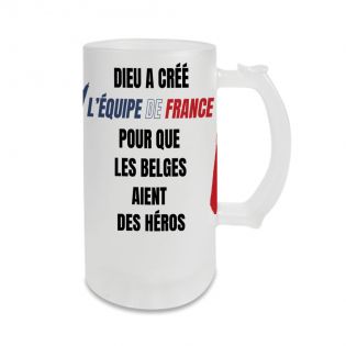 Personalized glass beer mug · God created the French team