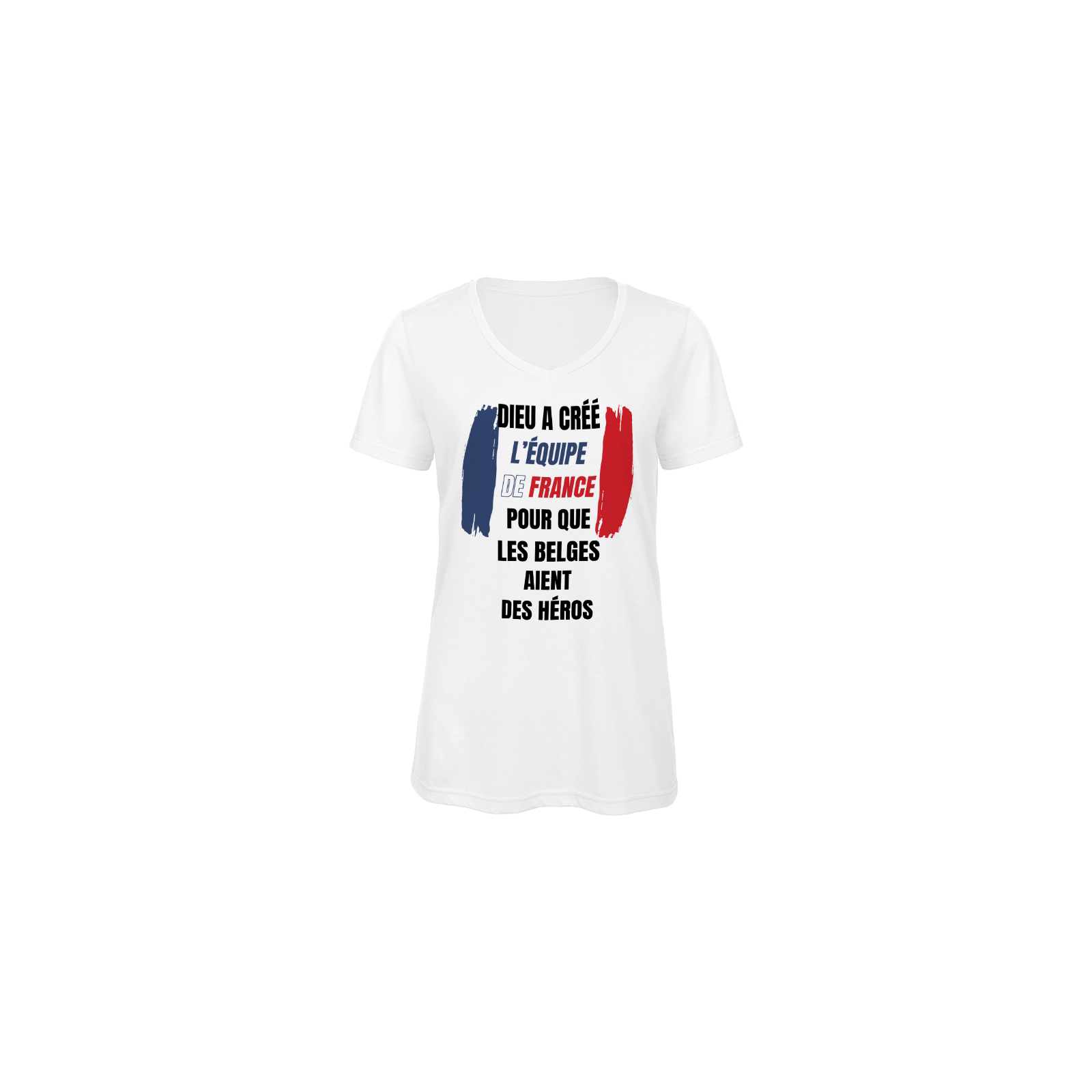 Customizable women's V-neck T-shirt | God created the French team