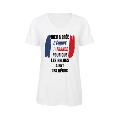 Customizable women's V-neck T-shirt | God created the French team