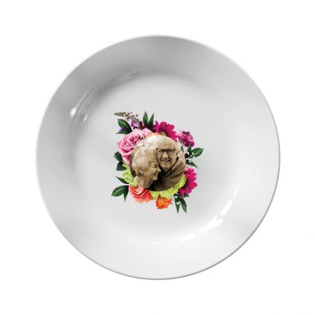 Personalized decorative plate with Photo · Flower crown | 25cm