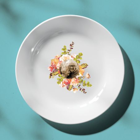 Assiette décorative personnalisée avec Photo · Couronne de fleurs | 25 cm