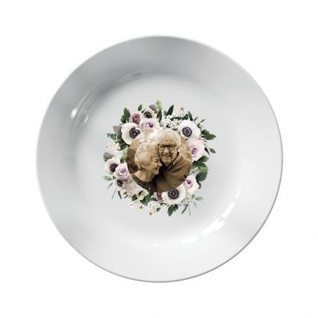 Personalized decorative plate with Photo · Flower crown | 25cm