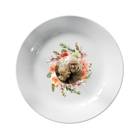 Personalized decorative plate with Photo · Flower crown | 25cm