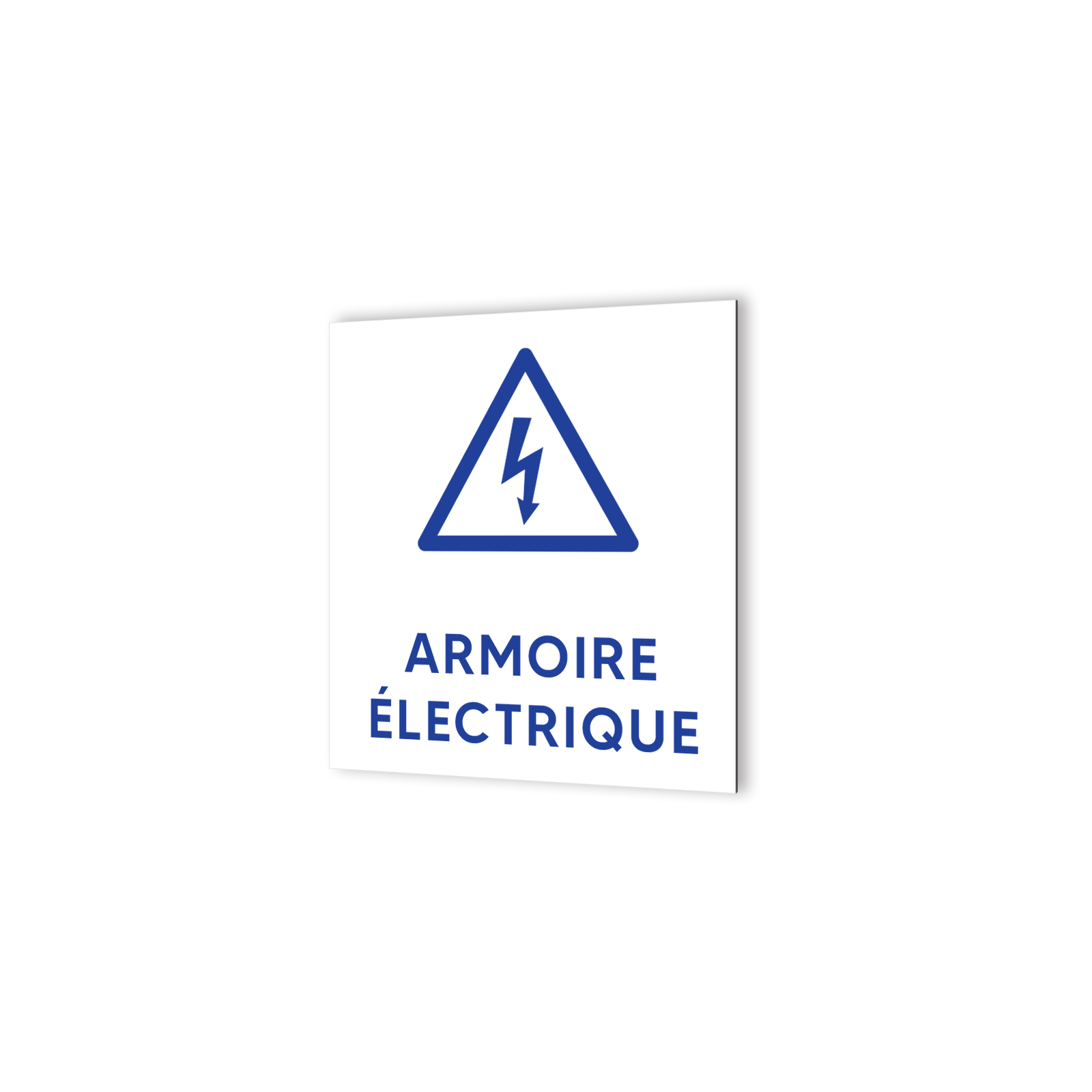 Pictogramme panneau signalétique format 20 cm x 20 cm en Dibond Blanc Picto Bleu - Modèle Armoire Électrique