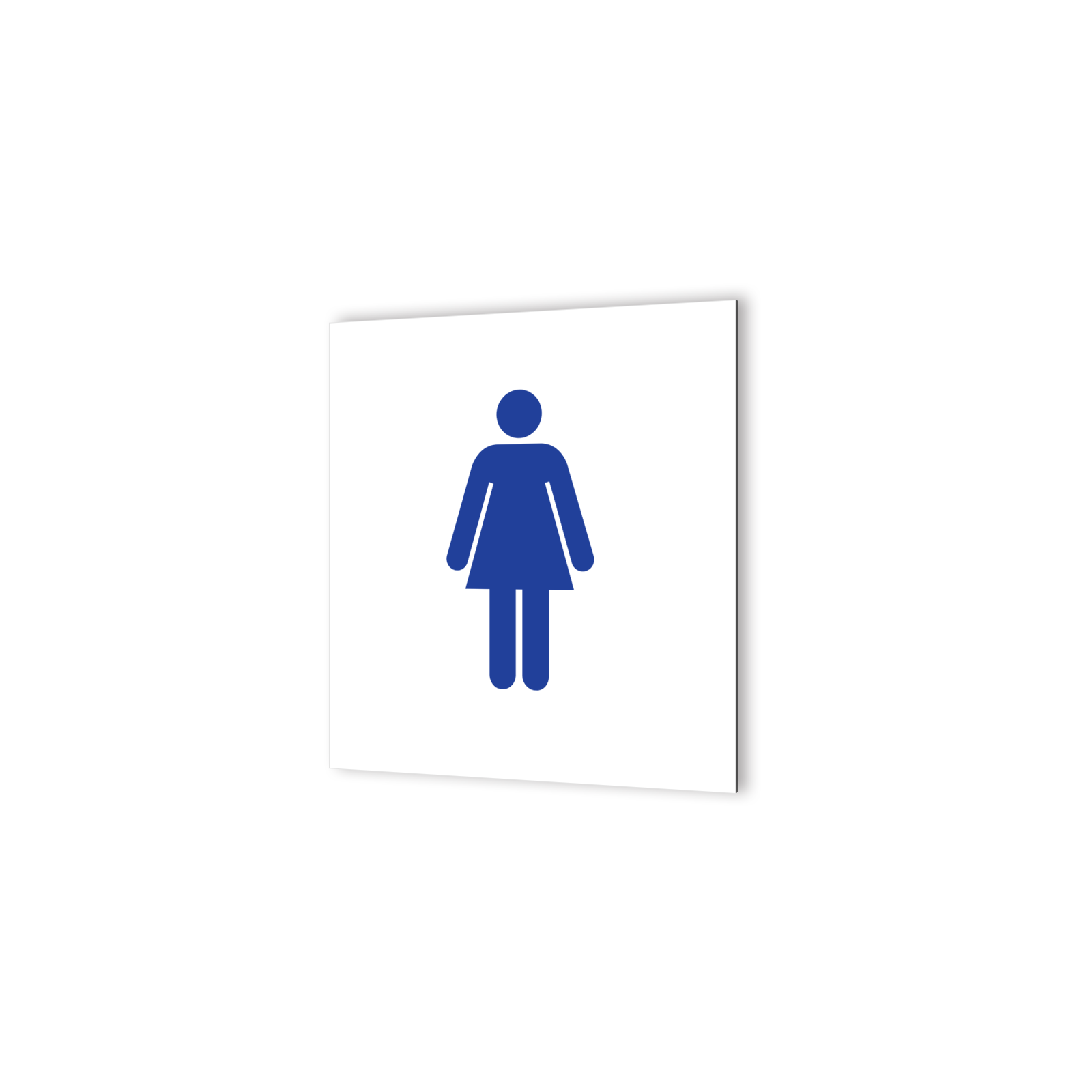 Pictogramme panneau signalétique format 20 cm x 20 cm en Dibond Blanc Picto Bleu - Modèle Toilettes Femmes