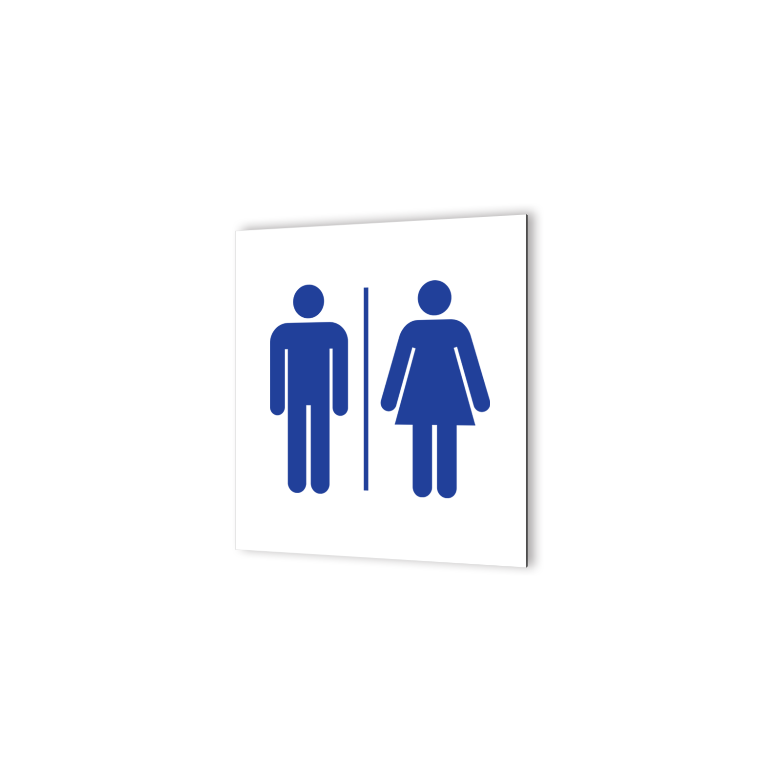 Pictogramme panneau signalétique format 20 cm x 20 cm en Dibond Blanc Picto Bleu - Modèle Toilettes Mixtes