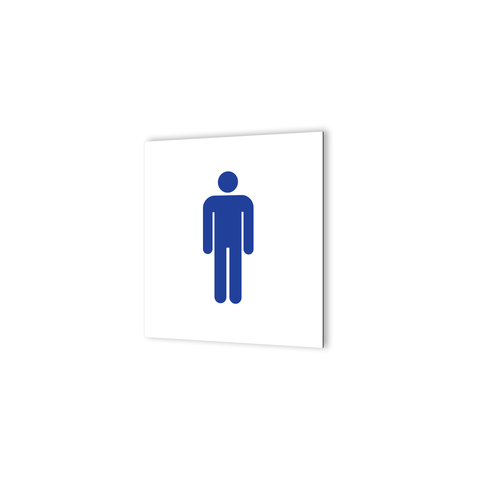 Pictogramme panneau signalétique format 20 cm x 20 cm en Dibond Blanc Picto Bleu - Modèle Toilettes Hommes