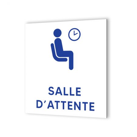 Pictogramme panneau signalétiqueformat 20 cm x 20 cm en Dibond Blanc Picto Bleu - Modèle Salle d'Attente