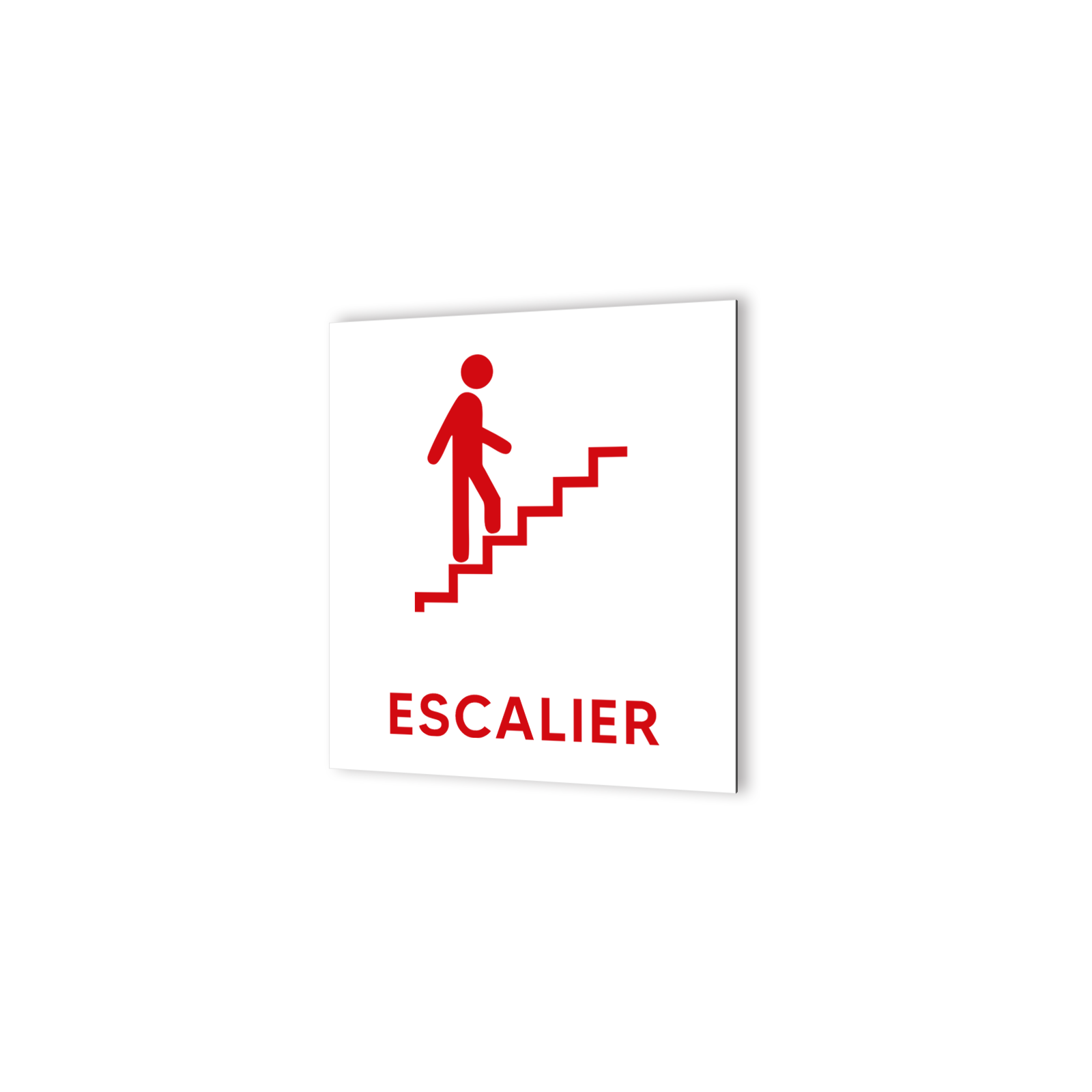 Pictogramme panneau signalétique format 20 cm x 20 cm en Dibond Blanc Picto Noir - Modèle Escalier Droite